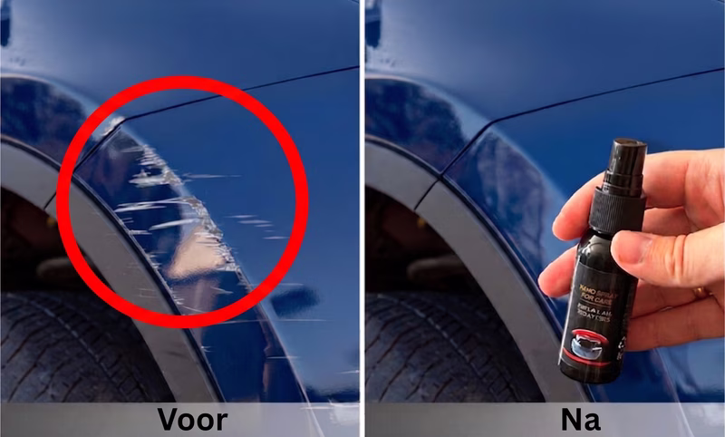 Microvezeldoek veegt krassen weg en onthult een glad lakoppervlak.